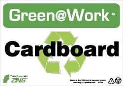 NMC - "Green @ Work - Cardboard", 7" Long x 10" Wide, Rigid Plastic Safety Sign - Rectangle, 0.01" Thick, Use for Restroom, Janitorial & Housekeeping - USA Tool & Supply
