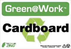 NMC - "Green @ Work - Cardboard", 7" Long x 10" Wide, Rigid Plastic Safety Sign - Rectangle, 0.01" Thick, Use for Restroom, Janitorial & Housekeeping - USA Tool & Supply