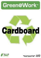 NMC - "Green @ Work - Cardboard", 14" Long x 10" Wide, Rigid Plastic Safety Sign - Rectangle, 0.01" Thick, Use for Restroom, Janitorial & Housekeeping - USA Tool & Supply