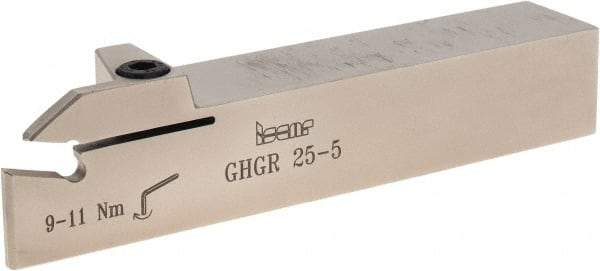 Iscar - External Thread, 5mm Min Groove Width, 140mm OAL, Right Hand Indexable Grooving Cutoff Toolholder - 25mm Shank Height x 25mm Shank Width, GI../TIP Insert Style, GHG Toolholder Style, Series Cut Grip - USA Tool & Supply