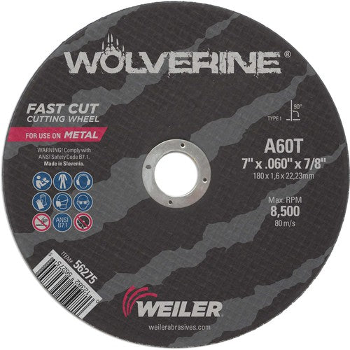 7″ x .045″ Type 1 Cut-Off Wheel, A60T, 7/8″ Arbor Hole - USA Tool & Supply