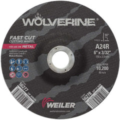 6″ × 3/32″ Type 27 Cutting Wheel, A24R, 7/8″ Arbor Hole - USA Tool & Supply