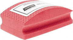 Norton - Fine Grade, 200 Grit, Diamond Hand Pad - Red, 2-1/8" Wide x 3-1/2" Long x 1-1/2" Thick, Nonwoven - USA Tool & Supply