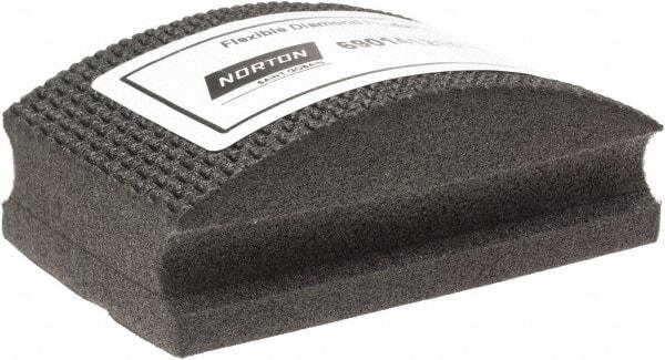 Norton - Medium Grade, 120 Grit, Diamond Hand Pad - Black, 2-1/8" Wide x 3-1/2" Long x 1-1/2" Thick, Nonwoven - USA Tool & Supply