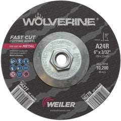 6″ × 3/32″ Type 27 Cutting Wheel, A24R, 5/8″-11 UNC Nut - USA Tool & Supply