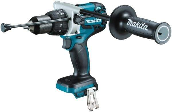 Makita - 18 Volt 1/2" Keyless Chuck Cordless Hammer Drill - 0 to 34,000 BPM, 0 to 400 & 0 to 1,500 RPM, Reversible, Ergonomic Handle - USA Tool & Supply