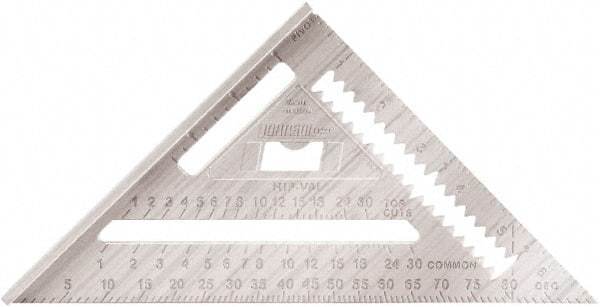 Johnson Level & Tool - 7" Blade Length x 7" Base Length, Powder Coated Finish, Aluminum Rafter Square - 1/8" Graduation - USA Tool & Supply