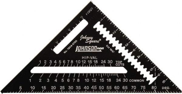 Johnson Level & Tool - 7" Blade Length x 7" Base Length, Anodized Finish, Aluminum Rafter Square - 1/8" Graduation - USA Tool & Supply