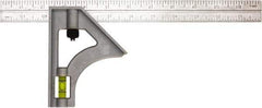 Johnson Level & Tool - 1 Piece, 12" Combination Square Set - 1/8, 1/16 & 1/32" (Inch) Graduation, Stainless Steel Blade, Plastic Head - USA Tool & Supply
