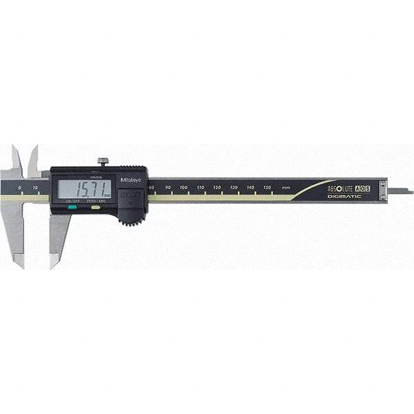 Mitutoyo - 0 to 150mm Range, 0.01mm Resolution, Electronic Caliper - Steel with 40mm Steel Jaws, 0.02mm Accuracy - USA Tool & Supply