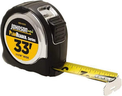 Johnson Level & Tool - 33' x 1-1/16" Tape Measure - 1/16" Graduation, Inch Graduation Style - USA Tool & Supply
