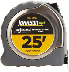 Johnson Level & Tool - 25' x 1-3/16" Tape Measure - 1/16" Graduation, Inch Graduation Style - USA Tool & Supply