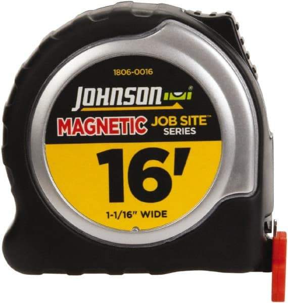 Johnson Level & Tool - 16' x 1-1/16" Tape Measure - 1/16" Graduation, Inch Graduation Style - USA Tool & Supply