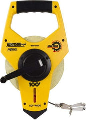 Johnson Level & Tool - 100' x 1/2" Tape Measure - 1/8" (Face) & 1/10" (Back) Graduation, Inch Graduation Style - USA Tool & Supply