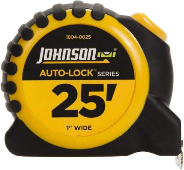 Johnson Level & Tool - 25' x 1" Tape Measure - 1/16" Graduation, Inch Graduation Style - USA Tool & Supply