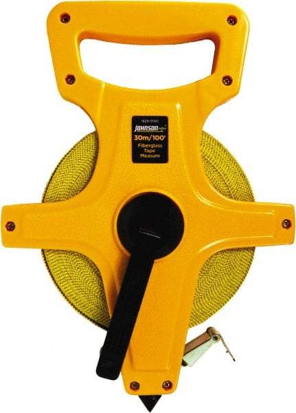 Johnson Level & Tool - 100' x 1/2" Tape Measure - 1/8" & 1mm Graduation, Inch/Metric Graduation Style - USA Tool & Supply