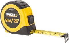 Johnson Level & Tool - 26' x 1" Tape Measure - 1/16" & 1mm Graduation, Inch/Metric Graduation Style - USA Tool & Supply