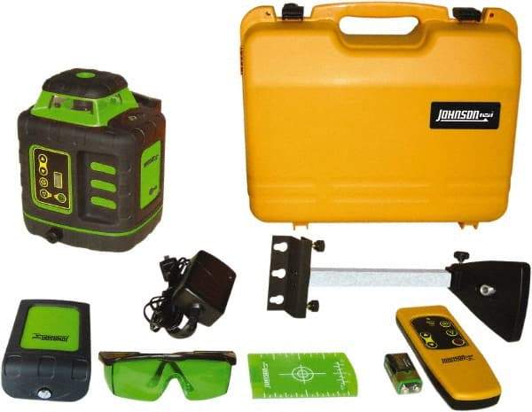 Johnson Level & Tool - 1,200' (Exterior) Measuring Range, 1/8" at 100' Accuracy, Self-Leveling Rotary Laser - ±3° Self Leveling Range, 150, 200, 250 & 300 RPM, 2 Beams, NiMH Battery Included - USA Tool & Supply