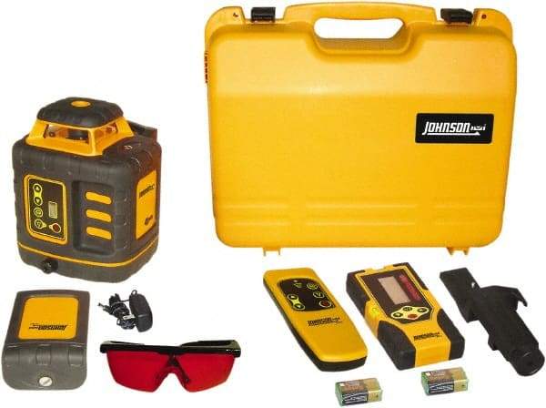 Johnson Level & Tool - 2,000' (Exterior) Measuring Range, 1/8" at 100' Accuracy, Self-Leveling Rotary Laser - ±3° Self Leveling Range, 150, 200, 250 & 300 RPM, 2 Beams, NiMH Battery Included - USA Tool & Supply