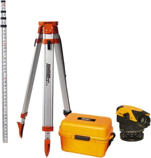 Johnson Level & Tool - 32x Magnification, 2.62 to 450 Ft. Measuring Range, Automatic Optical Level Kit - Accuracy 1/16 Inch at 200 Ft., Kit Includes Tripod, 13 Grade Rod, Hard Shell Carrying Case - USA Tool & Supply