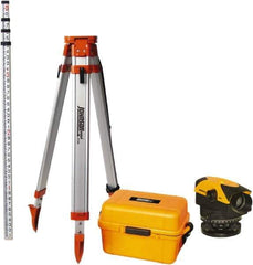 Johnson Level & Tool - 32x Magnification, 2.62 to 450 Ft. Measuring Range, Automatic Optical Level Kit - Accuracy 1/16 Inch at 200 Ft., Kit Includes Tripod, 13 Grade Rod, Hard Shell Carrying Case - USA Tool & Supply