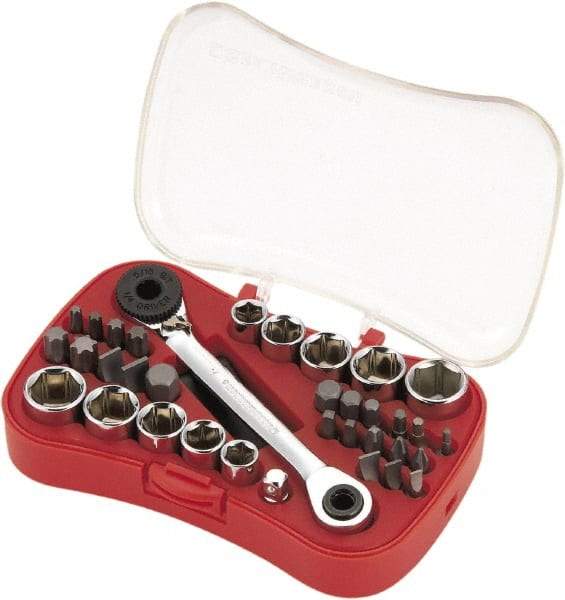 GearWrench - 35 Piece 1/4" Drive Ratchet Socket Set - Comes in Blow Molded Case - USA Tool & Supply