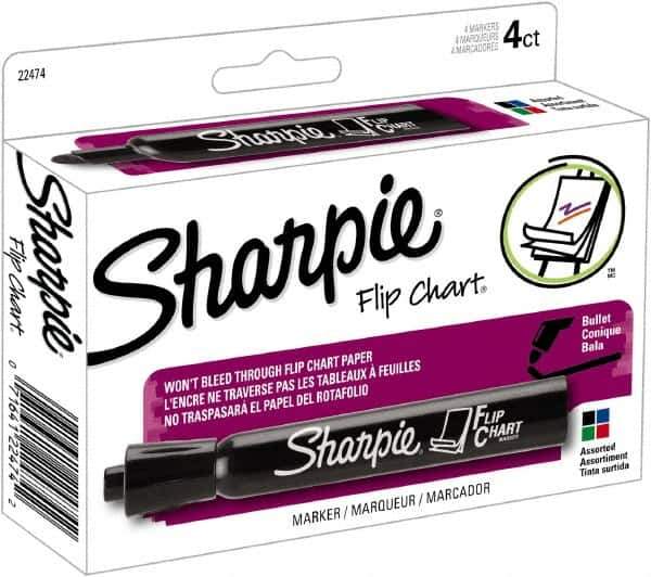 Sharpie - Black, Blue, Green, Red Permanent Marker - Bullet Tip, Water Based - USA Tool & Supply