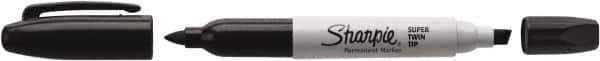 Sharpie - Black Permanent Marker - Twin Tip Fine/Chisel Tip, AP Nontoxic Ink - USA Tool & Supply