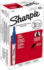 Sharpie - Blue Permanent Marker - Retractable Ultra Fine Tip, Alcohol Based Ink - USA Tool & Supply