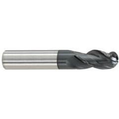 5/32" Dia. - 7/16" LOC - 2" OAL - Ball Nose 3 FL Carbide S/E HP End Mill-AlTiN - USA Tool & Supply