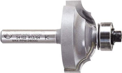 Amana Tool - 1-1/4" Cut Diam, 1/2" Length of Cut, 2 Flute Classical Edge Profile Router Bit - Carbide-Tipped, 1/4" Shank Diam, 2" OAL, Uncoated - USA Tool & Supply