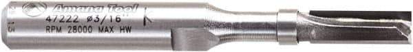 Amana Tool - 3/16" Cut Diam, 1/2" Length of Cut, 2 Flute Pattern-Cutting Edge Profile Router Bit - Carbide-Tipped, 1/4" Shank Diam, 2" OAL, Uncoated - USA Tool & Supply