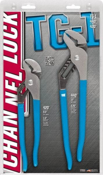 Channellock - 2 Piece Tongue & Groove Plier Set - Comes in Display Card - USA Tool & Supply