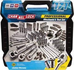 Channellock - 171 Piece 1/4, 3/8, 1/2" Drive Mechanic's Tool Set - Comes with Blow-Molded Case - USA Tool & Supply