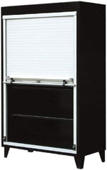 Strong Hold - 4 Shelf Roll Up Storage Cabinet - Steel/Aluminum, 60" Wide x 24" Deep x 78" High, Dark Gray - USA Tool & Supply