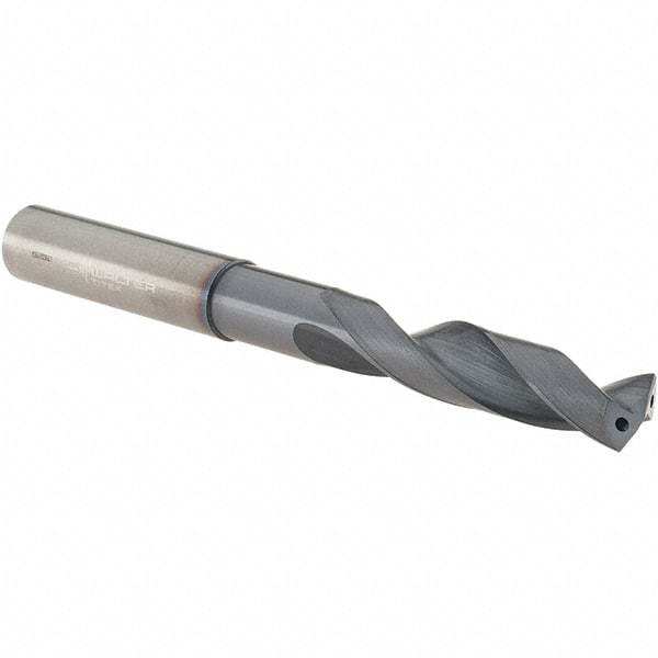 Walter-Titex - 7/16" 150° Spiral Flute Solid Carbide Screw Machine Drill Bit - Tinal Finish, Right Hand Cut, 55mm Flute Length, 118mm OAL, Form V+A Point, Straight Shank, Through Coolant - USA Tool & Supply