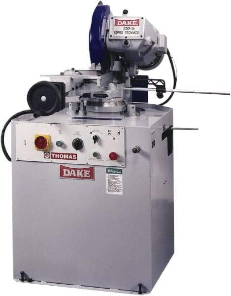 Dake - Variable Cutting Speed, 350mm Blade Diam, Cold Saw - 20 to 105 RPM Blade Speed, Floor Machine, 3 Phase, Compatible with Ferrous/Non-Ferrous Material - USA Tool & Supply