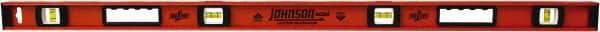 Johnson Level & Tool - 48" Long 3 Vial I-Beam Level - Aluminum, Black, 2 Plumb & 1 Level Vials - USA Tool & Supply