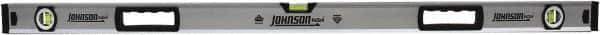 Johnson Level & Tool - 48" Long 3 Vial Box Beam Level - Aluminum, Yellow, 2 Plumb & 1 Level Vials - USA Tool & Supply