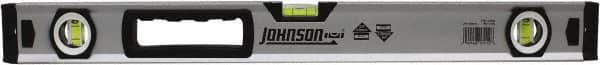 Johnson Level & Tool - 24" Long 3 Vial Box Beam Level - Aluminum, Yellow, 2 Plumb & 1 Level Vials - USA Tool & Supply