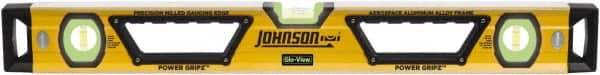 Johnson Level & Tool - Magnetic 78" Long 3 Vial Box Beam Level - Aluminum, Yellow, 2 Plumb & 1 Level Vials - USA Tool & Supply