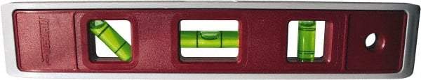 Johnson Level & Tool - 9" Long 3 Vial Torpedo Level - ABS Plastic, Orange, 1 Plumb, 1 Level & 1 45° Vials - USA Tool & Supply