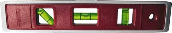 Johnson Level & Tool - Magnetic 9" Long 3 Vial Torpedo Level - ABS Plastic, Red, 1 Plumb, 1 Level & 1 45° Vials - USA Tool & Supply