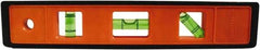 Johnson Level & Tool - 9" Long 3 Vial Torpedo Level - ABS Plastic, Orange, 1 Plumb, 1 Level & 1 45° Vials - USA Tool & Supply