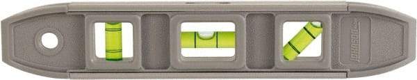 Johnson Level & Tool - Magnetic 9" Long 3 Vial Torpedo Level - Aluminum, Gray, 1 Plumb, 1 Level & 1 45° Vials - USA Tool & Supply