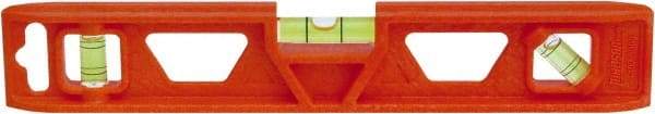 Johnson Level & Tool - 9" Long 3 Vial Torpedo Level - ABS Plastic, Orange, 1 Plumb, 1 Level & 1 45° Vials - USA Tool & Supply