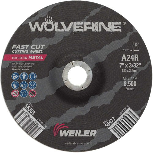 Vortec Pro 7″ × 3/32″ Type 27 Cutting Wheel, A24R, 7/8″ Arbor Hole - USA Tool & Supply