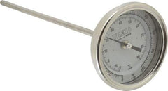 Wika - 9 Inch Long Stem, 3 Inch Dial Diameter, Stainless Steel, Back Connected Bi-Metal Thermometer - -15 to 90°C, 1% Accuracy - USA Tool & Supply