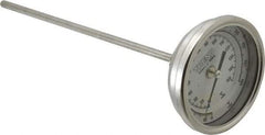 Wika - 9 Inch Long Stem, 3 Inch Dial Diameter, Stainless Steel, Back Connected Bi-Metal Thermometer - 10 to 150°C, 1% Accuracy - USA Tool & Supply