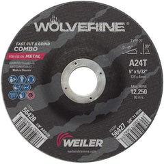 Vortec Pro 5″ × 1/8″ Type 27 Cutting Wheel, A24T, 7/8″ Arbor Hole - USA Tool & Supply